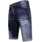 Local Fanatic  Stretch Short with Paint Splash Herren - Slim Fit -1074- Blau Local Fanatic  Stretch Short with Paint Splash Herren - Slim Fit -1074- Blau