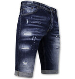 Local Fanatic  Stretch Short with Paint Splash Herren - Slim Fit -1074- Blau Local Fanatic  Stretch Short with Paint Splash Herren - Slim Fit -1074- Blau