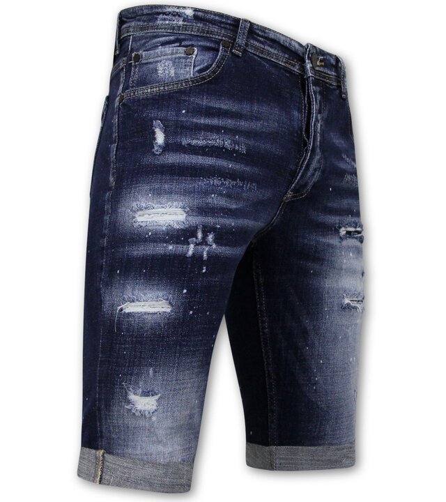 Local Fanatic  Stretch Short with Paint Splash Herren - Slim Fit -1074- Blau
