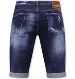 Local Fanatic  Stretch Short with Paint Splash Herren - Slim Fit -1074- Blau Local Fanatic  Stretch Short with Paint Splash Herren - Slim Fit -1074- Blau