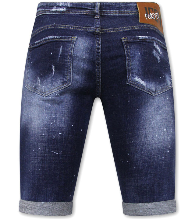 Local Fanatic  Stretch Short with Paint Splash Herren - Slim Fit -1074- Blau