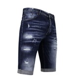 Local Fanatic  Stretch Short with Paint Splash Herren - Slim Fit -1074- Blau Local Fanatic  Stretch Short with Paint Splash Herren - Slim Fit -1074- Blau