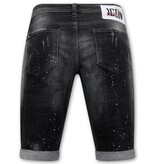 Local Fanatic Paint Splatter Destroy Shorts Stonewash Herren - Slim Fit -1084- Schwarz