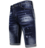 Local Fanatic Designer Shorts With Paint Splatter Herren - Slim Fit -1072- Blau