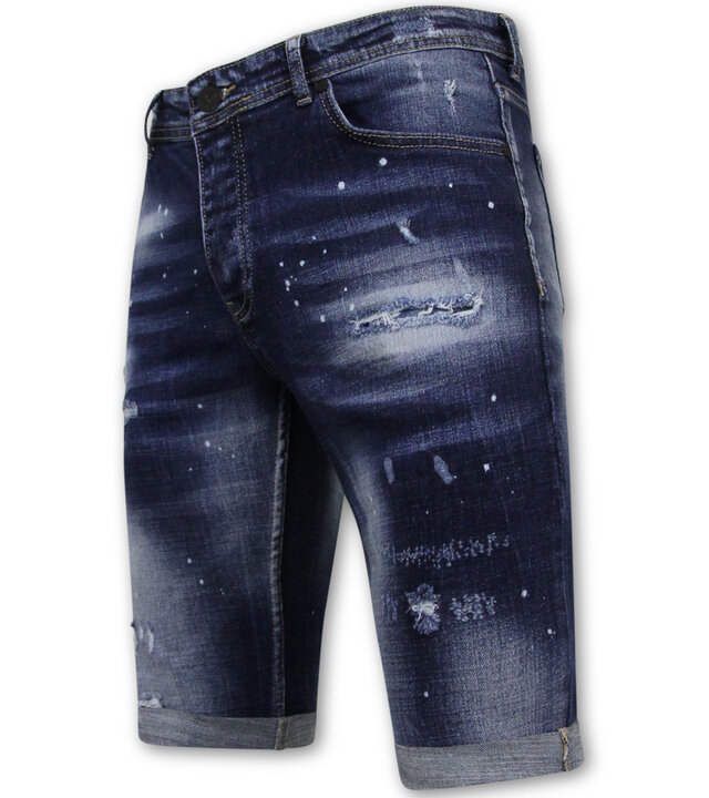 Local Fanatic Designer Shorts With Paint Splatter Herren - Slim Fit -1072- Blau
