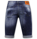 Local Fanatic Designer Shorts With Paint Splatter Herren - Slim Fit -1072- Blau