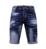 Local Fanatic Designer Shorts With Paint Splatter Herren - Slim Fit -1072- Blau