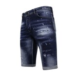 Local Fanatic Designer Shorts With Paint Splatter Herren - Slim Fit -1072- Blau