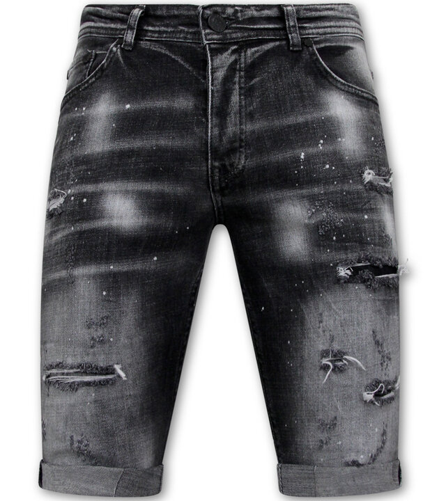 Local Fanatic Distressed Short Stonewash Herren - Slim Fit -1087- Schwarz