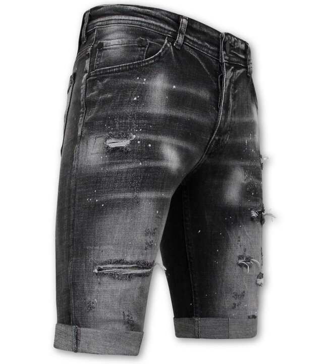 Local Fanatic Distressed Short Stonewash Herren - Slim Fit -1087- Schwarz