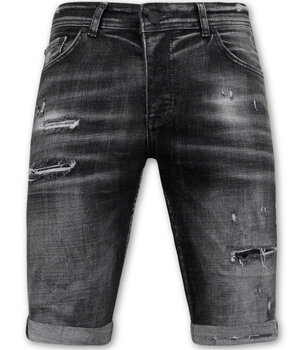 Local Fanatic Stonewashed Ripped Männer Short - Slim Fit -1085- Schwarz