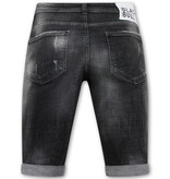 Local Fanatic Stonewashed Ripped Männer Short - Slim Fit -1085- Schwarz