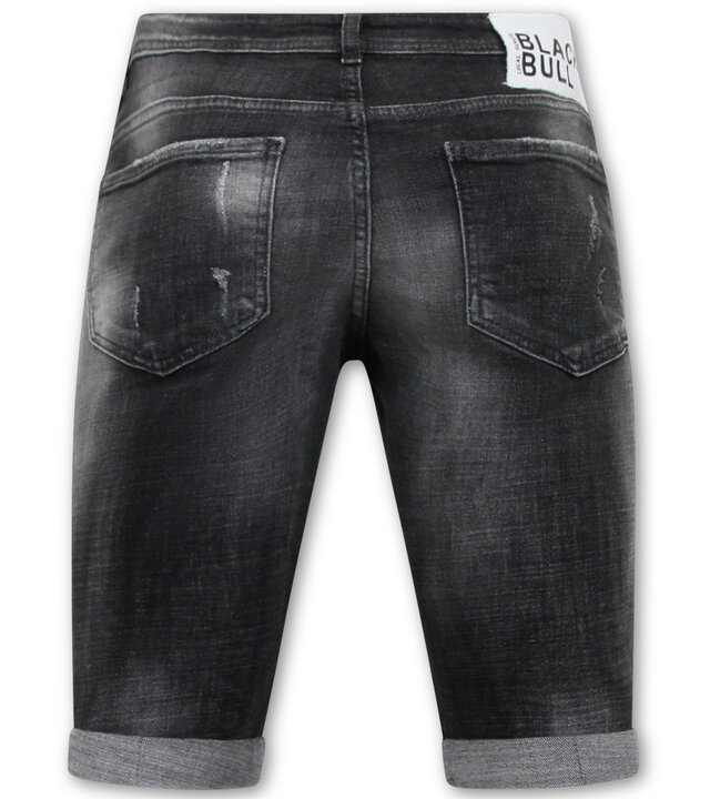 Local Fanatic Stonewashed Ripped Männer Short - Slim Fit -1085- Schwarz