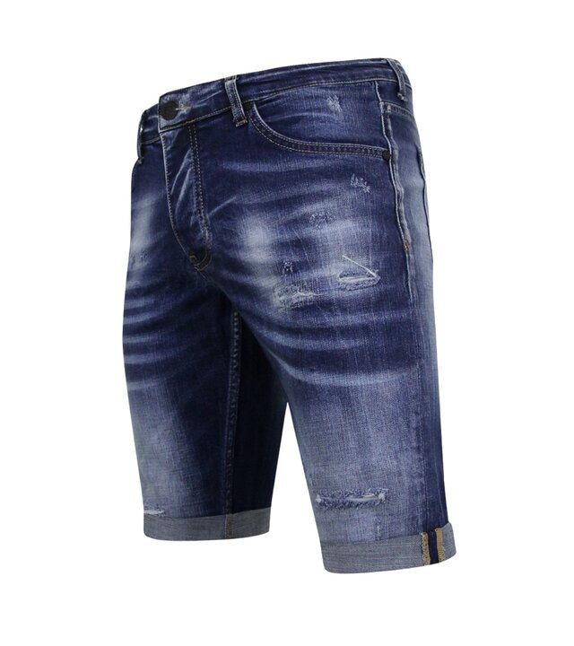 Local Fanatic Blue Ripped Shorts Männer - Slim Fit -1081- Blau