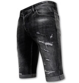 Local Fanatic Destroyed Shorts with Paint Splatter Männer - Slim Fit -1086- Schwarz