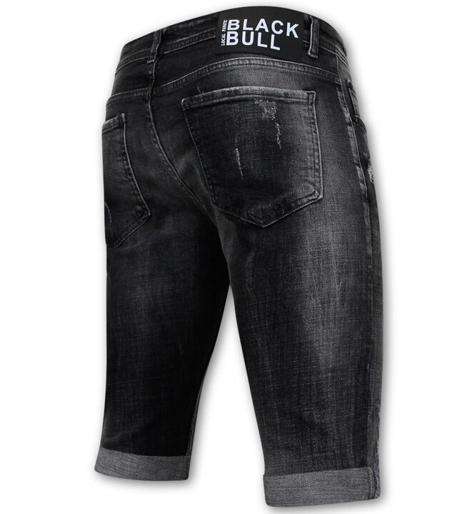 Local Fanatic Destroyed Shorts with Paint Splatter Männer - Slim Fit -1086- Schwarz