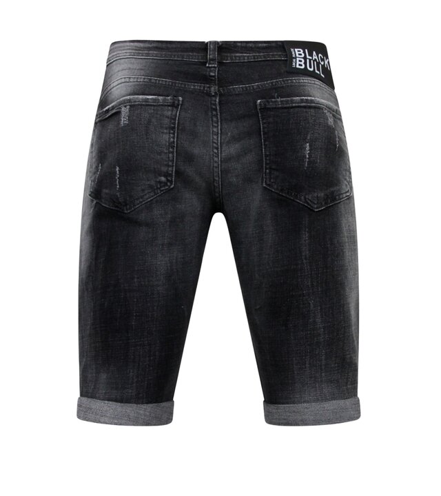 Local Fanatic Destroyed Shorts with Paint Splatter Männer - Slim Fit -1086- Schwarz