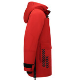 Enos Herren Winter Jacken Lang - Rot Enos Herren Winter Jacken Lang - Rot
