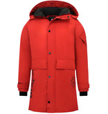 Enos Herren Winter Jacken Lang - Rot Enos Herren Winter Jacken Lang - Rot