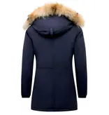 Matogla Wintermantel Mit Echtfell Damen - 8201 - Blau