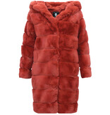 Gentile Bellini Damen Pelzjacke Mit Kapuze - 610R - Rot