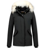 Matogla Damen Winterjacke mit Kapuze Pelz - 5897Z - Schwarz