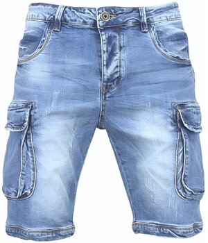 Local Fanatic Kurze Herrenjeans - Jeans-Shorts mit Taschen -1088 - Blau