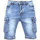 Kurze Herrenjeans - Jeans-Shorts mit Taschen -1088 - Blau
