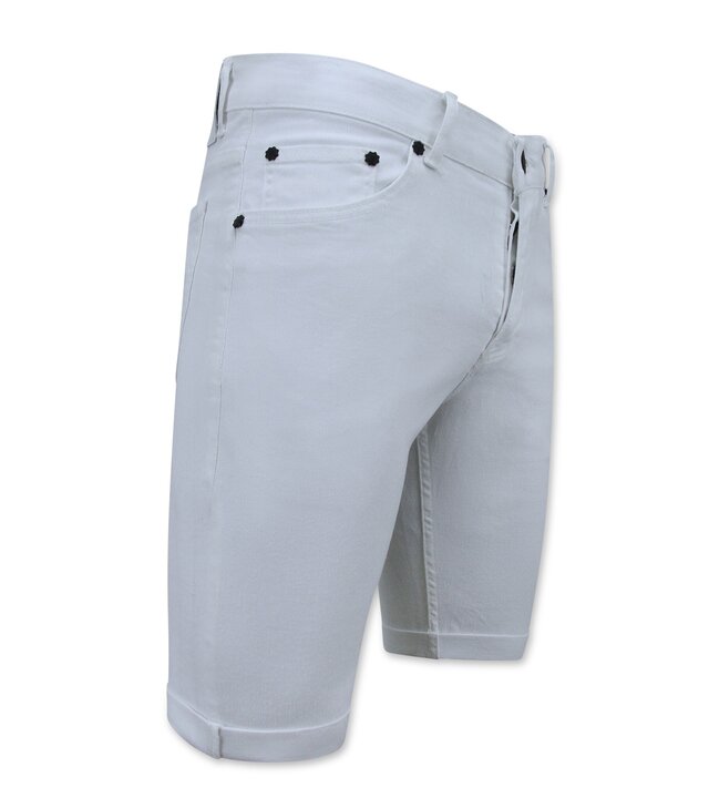 Local Fanatic Weiße Shorts Männer Stretch - Kurze Denim