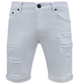 Local Fanatic Kurze weiße Jeans - Slim Fit Herren Short