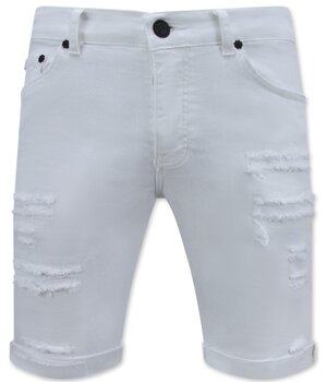 Local Fanatic Kurze weiße Jeans - Slim Fit Herren Short