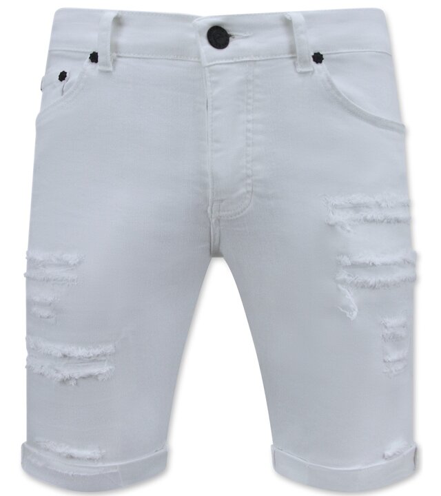 Local Fanatic Kurze weiße Jeans - Slim Fit Herren Short