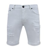 Local Fanatic Kurze weiße Jeans - Slim Fit Herren Short