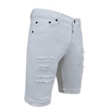 Local Fanatic Kurze weiße Jeans - Slim Fit Herren Short