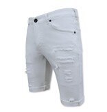 Local Fanatic Kurze weiße Jeans - Slim Fit Herren Short