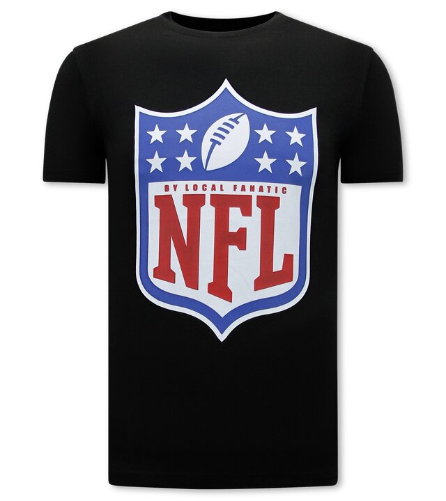 Local Fanatic NFL Shield Team Print Männer-T-Shirt - Schwarz
