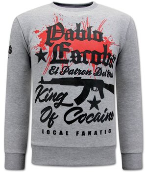 Local Fanatic The King Of Cocaine  Pablo Escobar Pullover für Männer - Grau