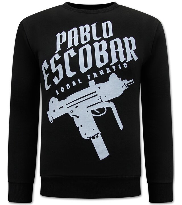 Local Fanatic Pablo Escobar Uzi Print Herren Pullover - Schwarz