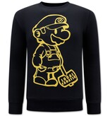 Local Fanatic Cartoon Design Herren Pullover - Schwarz