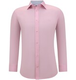 Gentile Bellini Langärmelige Herrenhemden - Einfarbige Bluse Slim Fit - Pink