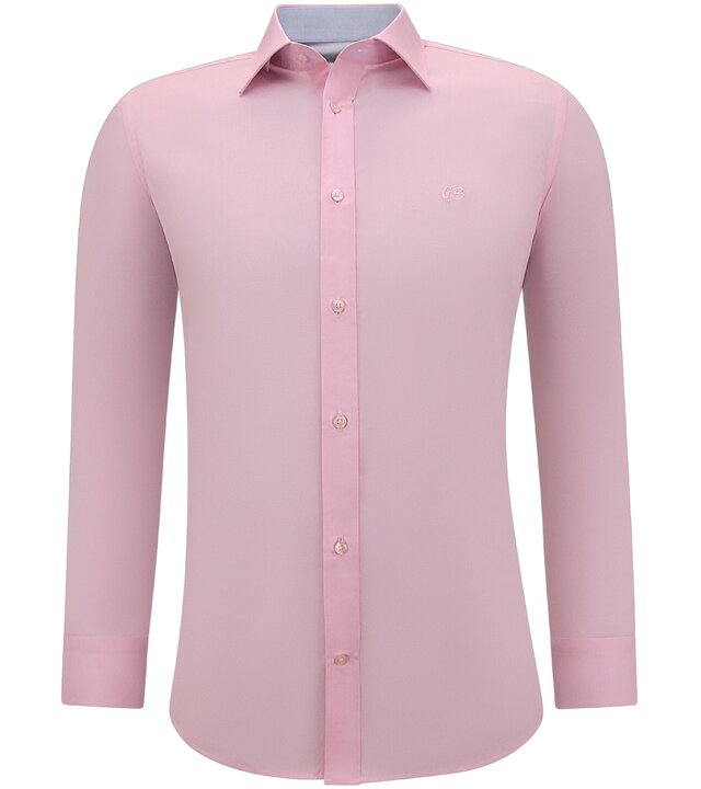 Gentile Bellini Langärmelige Herrenhemden - Einfarbige Bluse Slim Fit - Pink