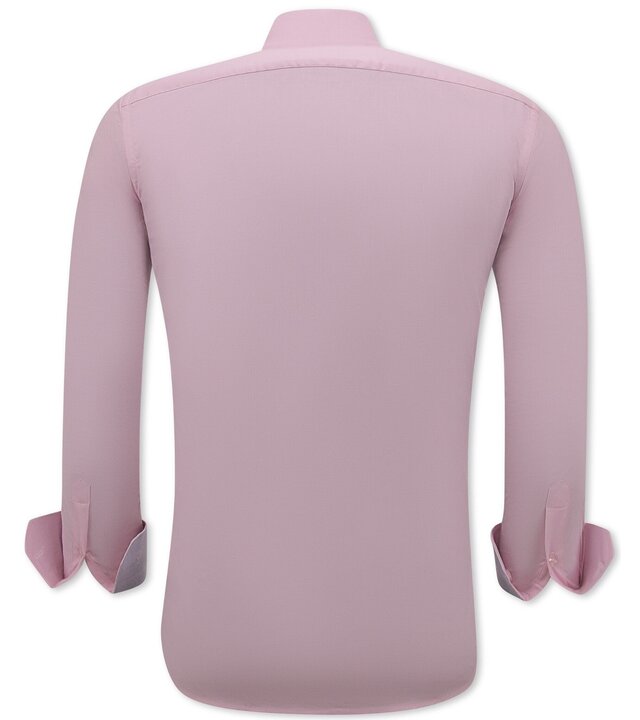 Gentile Bellini Langärmelige Herrenhemden - Einfarbige Bluse Slim Fit - Pink