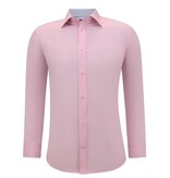 Gentile Bellini Langärmelige Herrenhemden - Einfarbige Bluse Slim Fit - Pink