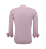 Gentile Bellini Langärmelige Herrenhemden - Einfarbige Bluse Slim Fit - Pink