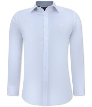 Gentile Bellini Neat Hemden für Männer - Slim Fit Bluse Stretch - Weiß