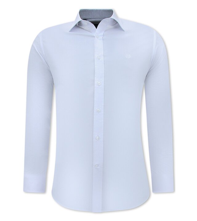 Gentile Bellini Neat Hemden für Männer - Slim Fit Bluse Stretch - Weiß