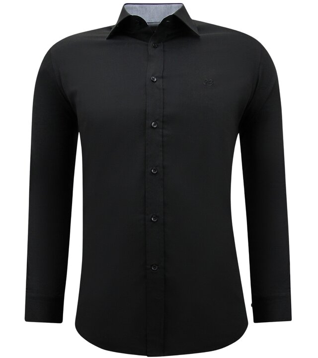 Gentile Bellini Business Hemd für Männer - Slim Fit Bluse Stretch - Schwarz