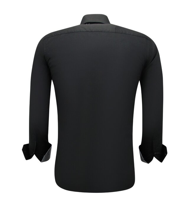 Gentile Bellini Business Hemd für Männer - Slim Fit Bluse Stretch - Schwarz