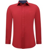 Gentile Bellini Herren Business Baumwollhemd - Slim Fit Bluse Stretch -Rot