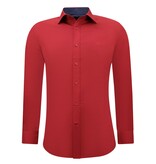 Gentile Bellini Herren Business Baumwollhemd - Slim Fit Bluse Stretch -Rot